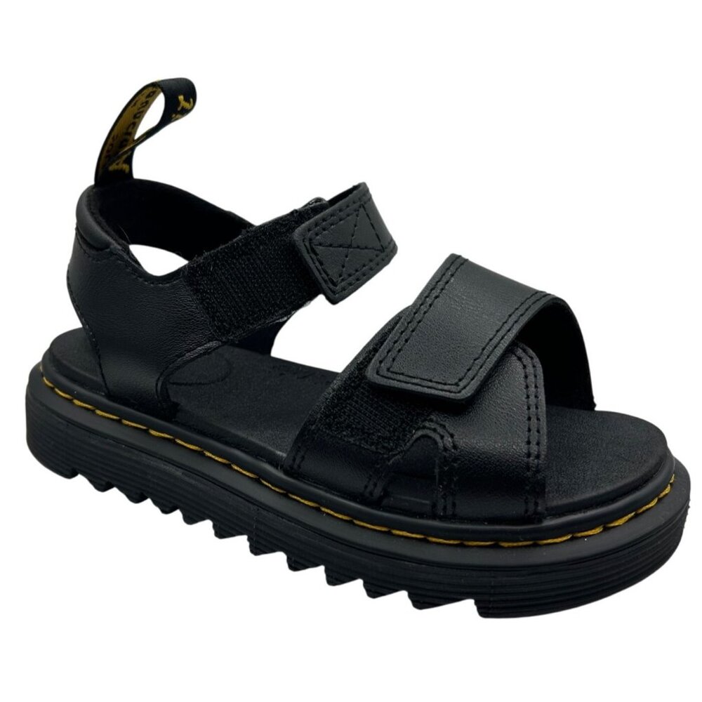 Dr Martens Girls Size 2 Vossie J Black Leather Platform Sandals Straps New